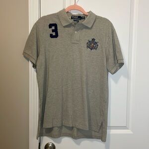 Vintage Polo Ralph Lauren Polo Shirt Bleeker Patch No. 3 Gray Cotton Size Large